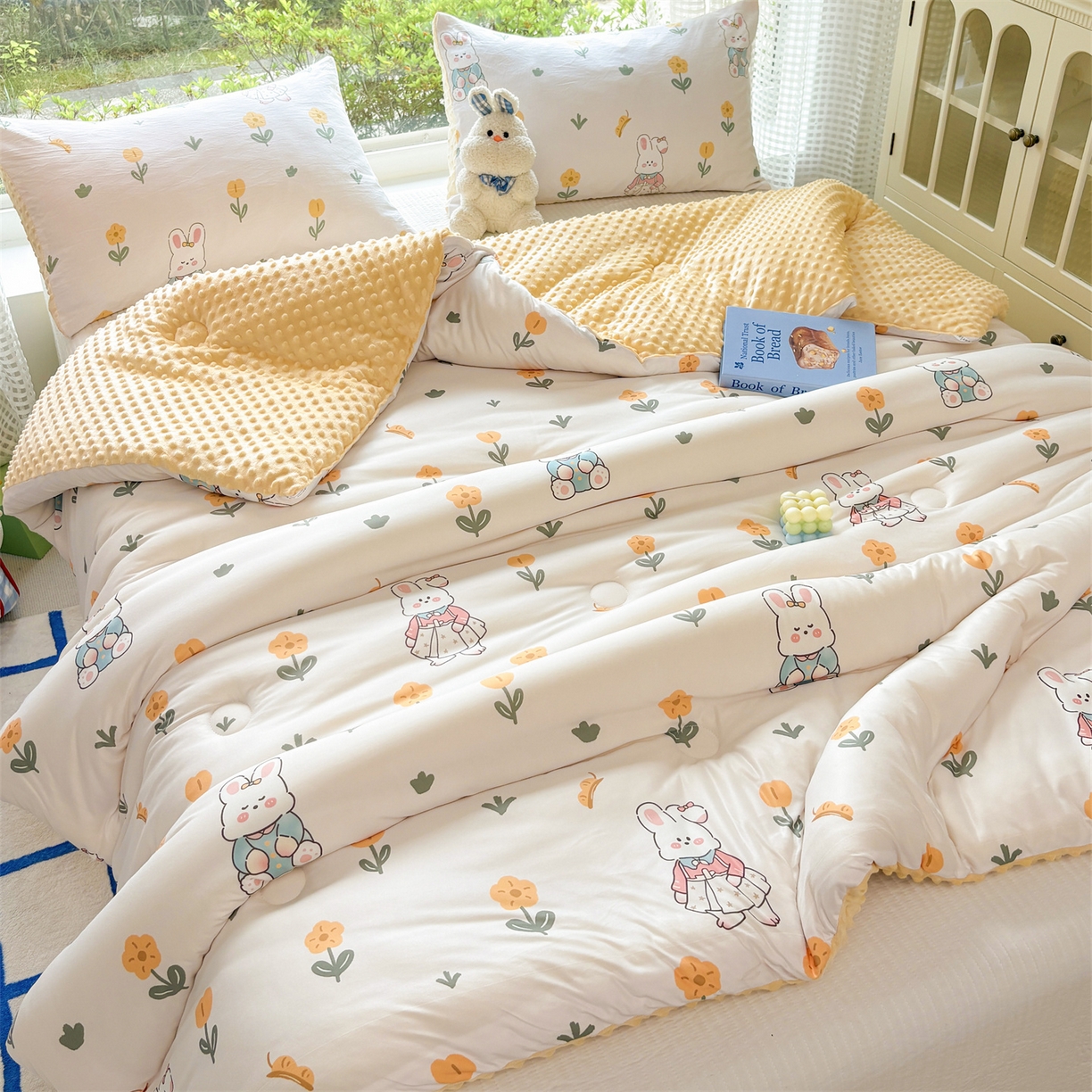 91家纺网 家纺一手货源 找家纺 恒畅 2025新款A类针织棉大豆被被子被芯 田园小图