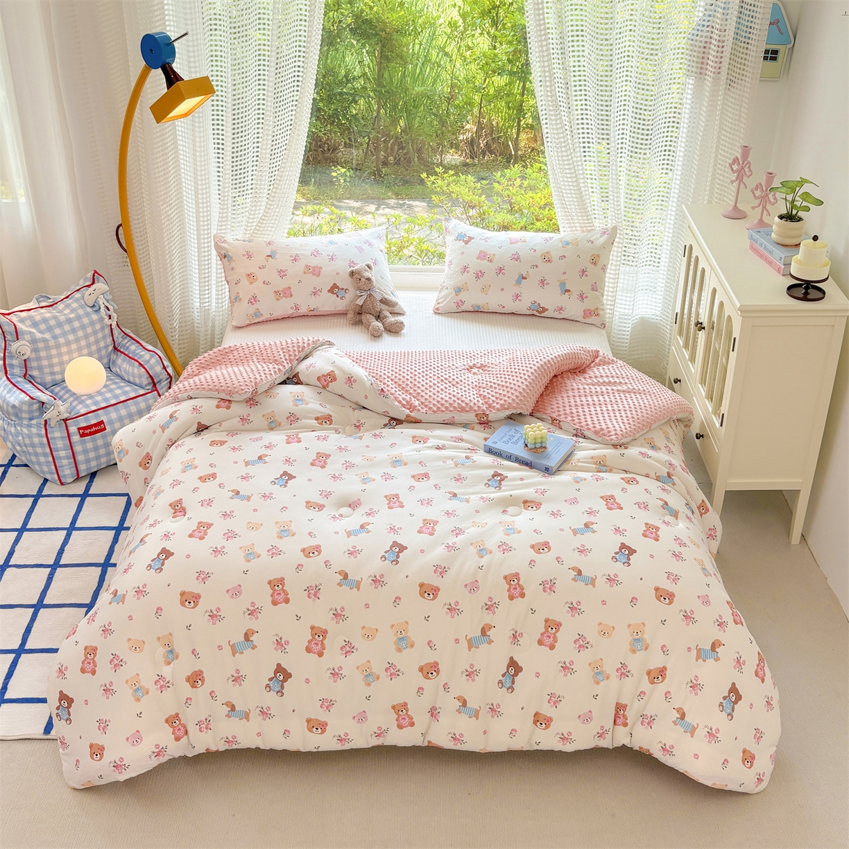 91家纺网 家纺一手货源 找家纺 恒畅 2025新款A类针织棉大豆被被子被芯 花田小熊