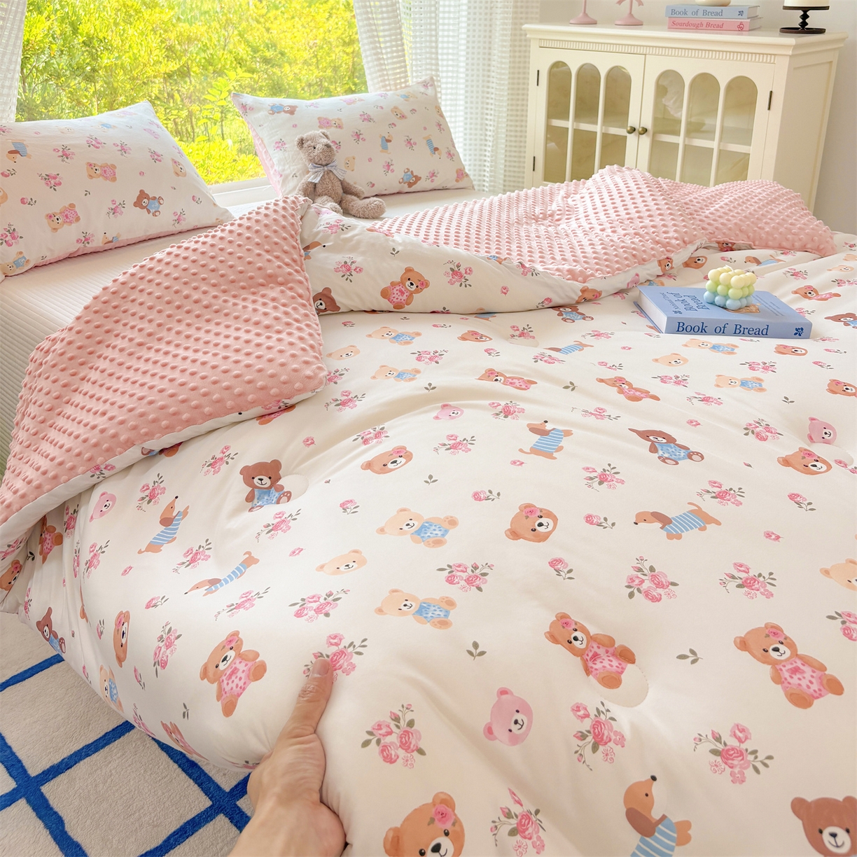 91家纺网 家纺一手货源 找家纺 恒畅 2025新款A类针织棉大豆被被子被芯 花田小熊