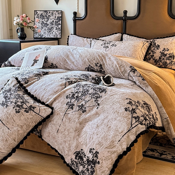 （总）菲儿家纺 2025新款加厚保暖烂花法式牛奶绒四件套