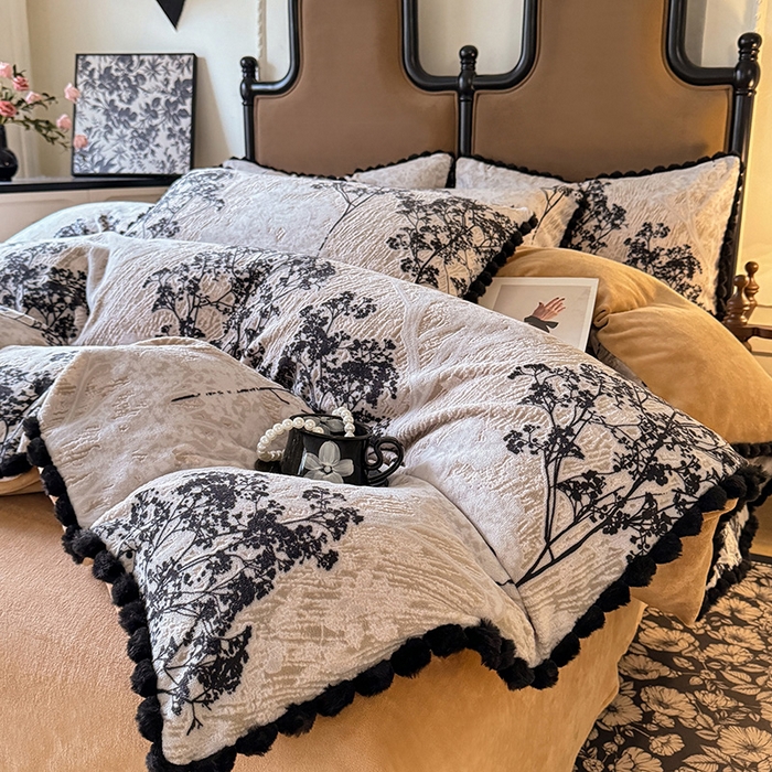 91家纺网 家纺一手货源 找家纺 （总）菲儿家纺 2025新款加厚保暖烂花法式牛奶绒四件套