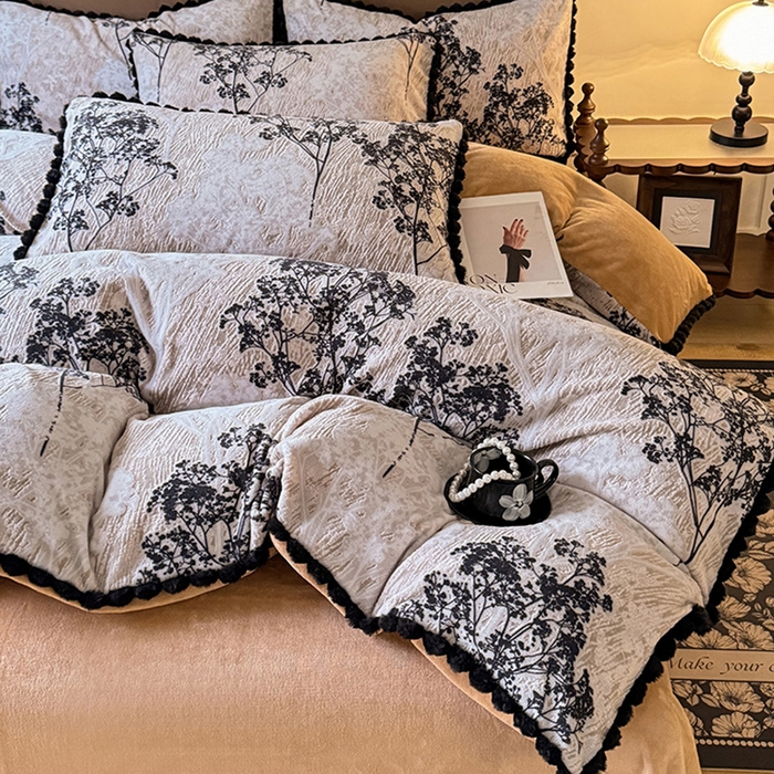 91家纺网 家纺一手货源 找家纺 （总）菲儿家纺 2025新款加厚保暖烂花法式牛奶绒四件套