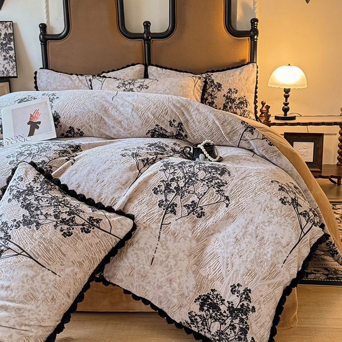 91家纺网 家纺一手货源 找家纺 （总）菲儿家纺 2025新款加厚保暖烂花法式牛奶绒四件套