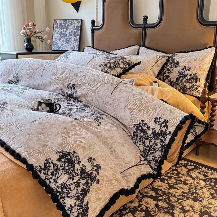 91家纺网 家纺一手货源 找家纺 （总）菲儿家纺 2025新款加厚保暖烂花法式牛奶绒四件套