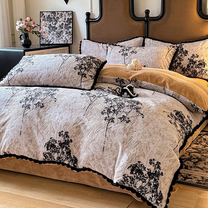 91家纺网 家纺一手货源 找家纺 （总）菲儿家纺 2025新款加厚保暖烂花法式牛奶绒四件套