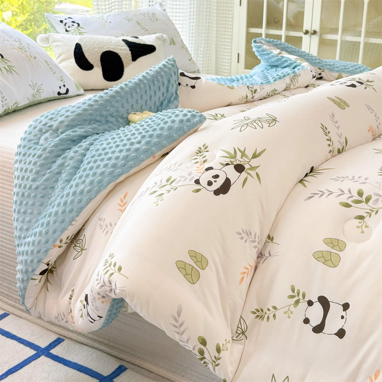 91家纺网 家纺一手货源 找家纺 恒畅 2025新款A类针织棉大豆被被子被芯 趴趴熊