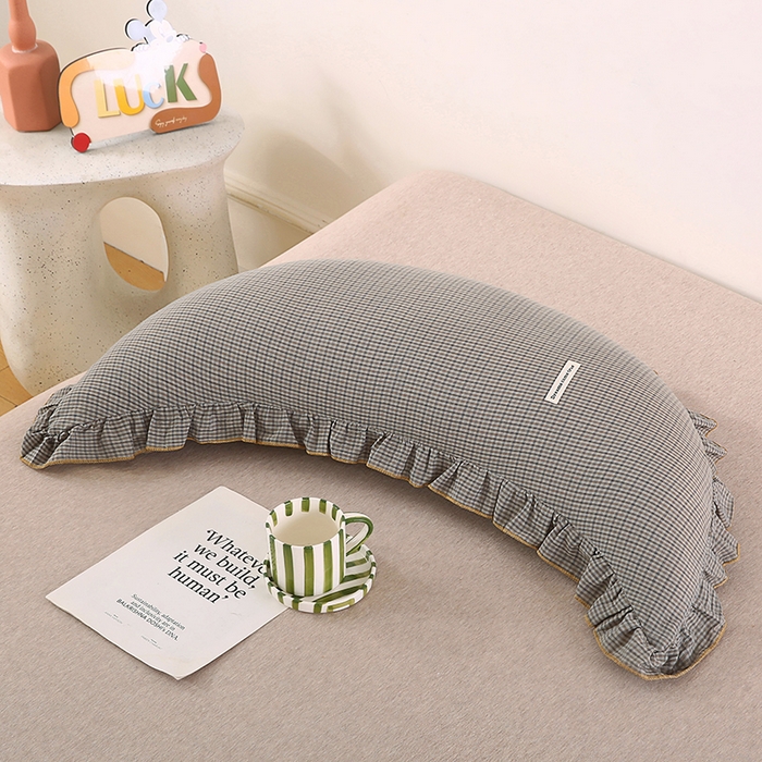 金牛枕芯 2025新款全棉棉麻月亮抱枕 月亮灰