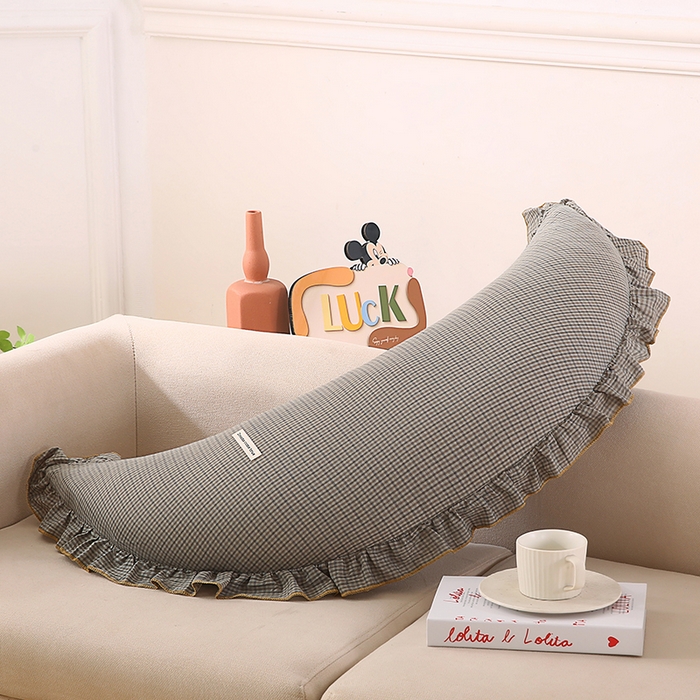 91家纺网 家纺一手货源 找家纺 金牛枕芯 2025新款全棉棉麻月亮抱枕 月亮灰