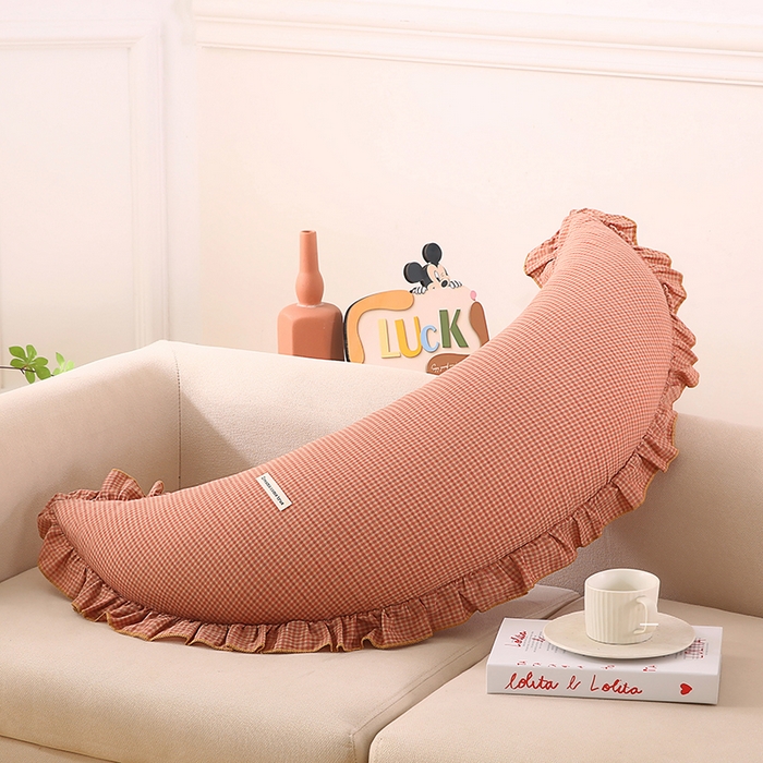 91家纺网 家纺一手货源 找家纺 金牛枕芯 2025新款全棉棉麻月亮抱枕 月亮橘