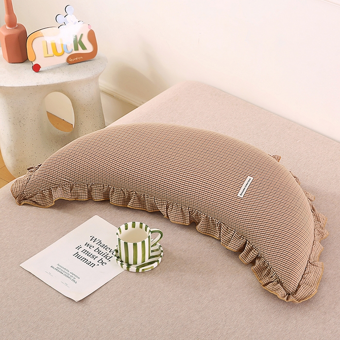 金牛枕芯 2025新款全棉棉麻月亮抱枕 月亮咖