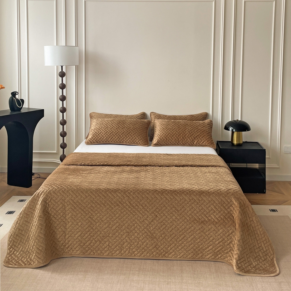 91家纺网 家纺一手货源 找家纺 （总）橙子家居 2025秋冬新款高克重水晶绒保暖床盖棉加绒床盖床盖单件床盖单品单床盖