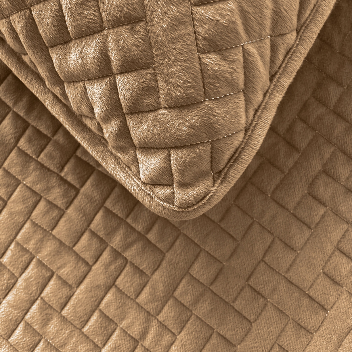 91家纺网 家纺一手货源 找家纺 橙子家居 2025秋冬新款高克重水晶绒保暖床盖棉加绒床盖床盖单件床盖单品单床盖 人字纹-浅驼