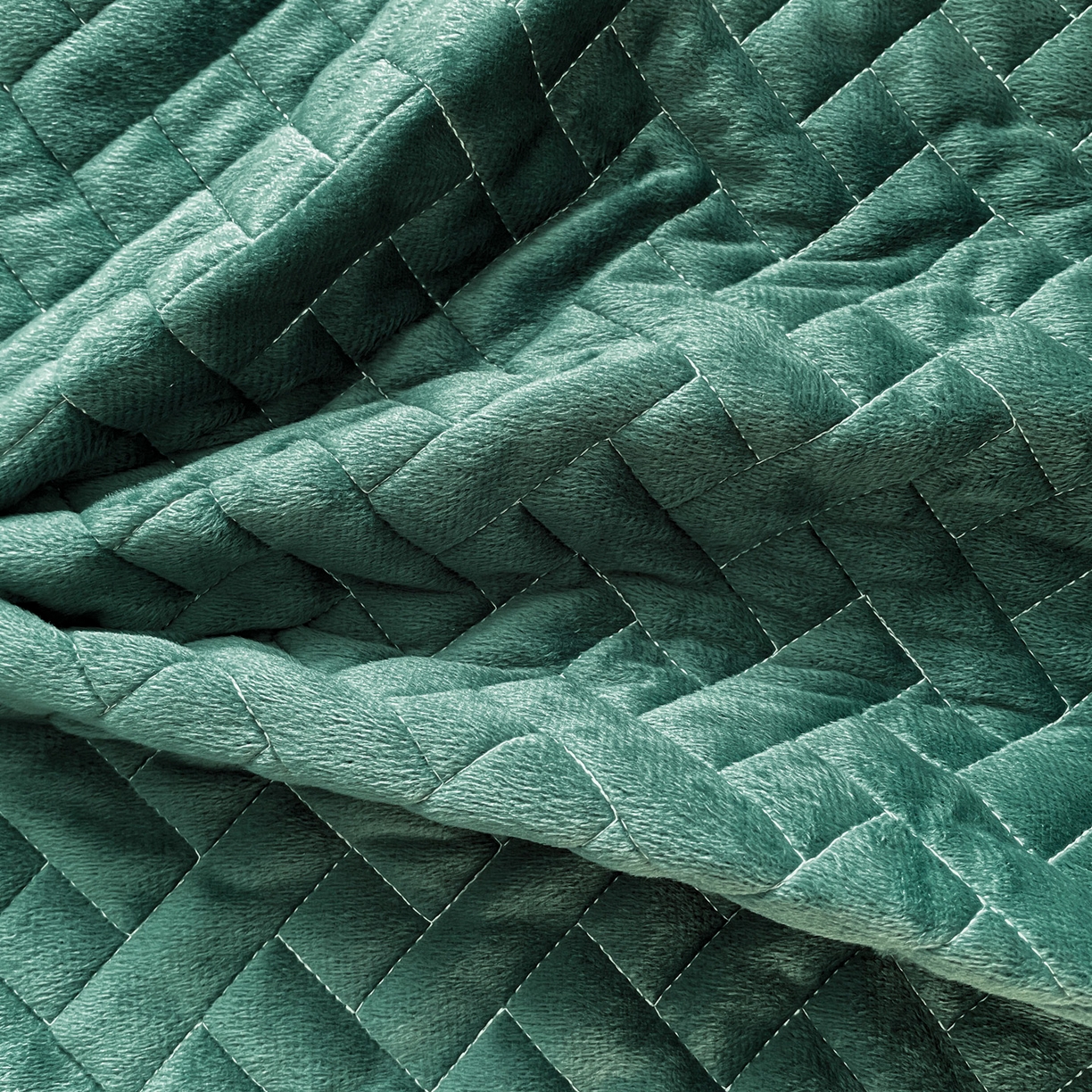 91家纺网 家纺一手货源 找家纺 橙子家居 2025秋冬新款高克重水晶绒保暖床盖棉加绒床盖床盖单件床盖单品单床盖 人字纹-墨绿