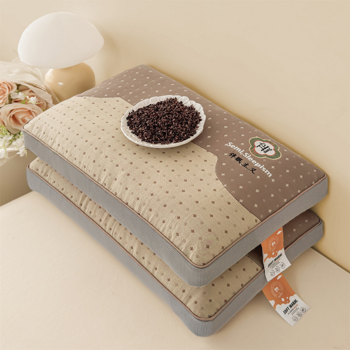 麦肯锡 2025新款伴眠主义双层纱纯荞麦枕 枕头枕芯 咖色