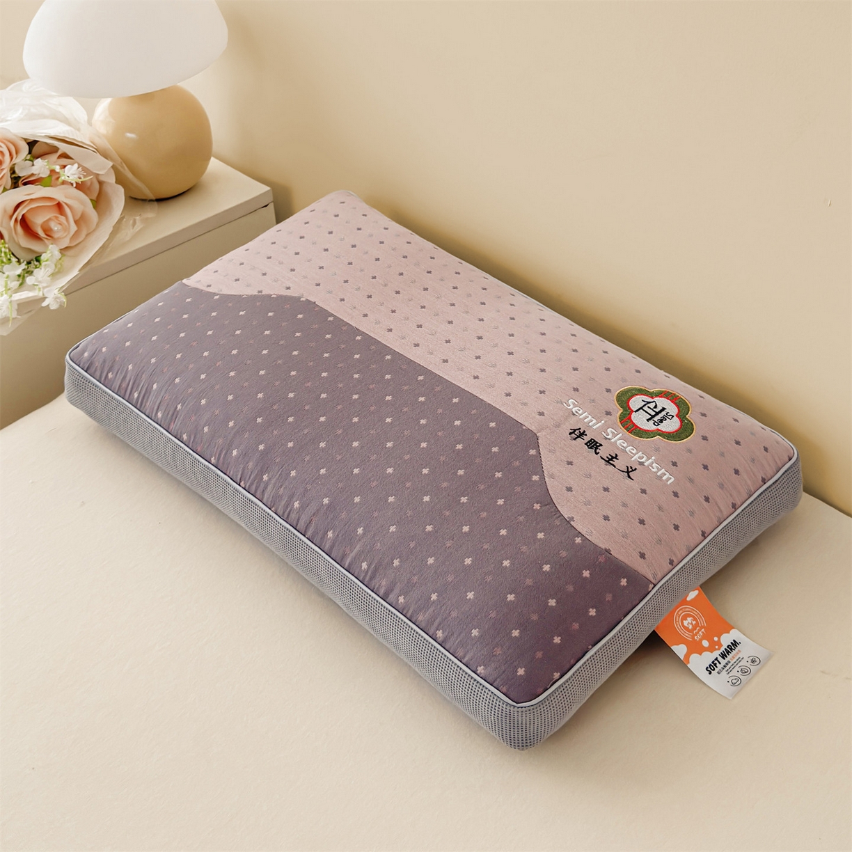 91家纺网 家纺一手货源 找家纺 麦肯锡 2025新款伴眠主义双层纱纯荞麦枕 枕头枕芯 粉色