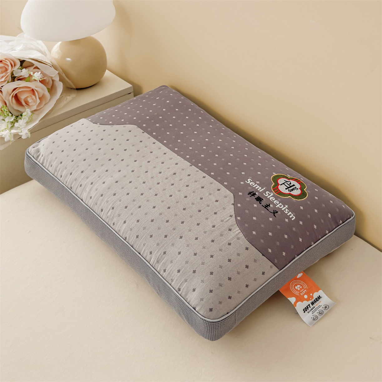 91家纺网 家纺一手货源 找家纺 麦肯锡 2025新款伴眠主义双层纱纯荞麦枕 枕头枕芯 灰色