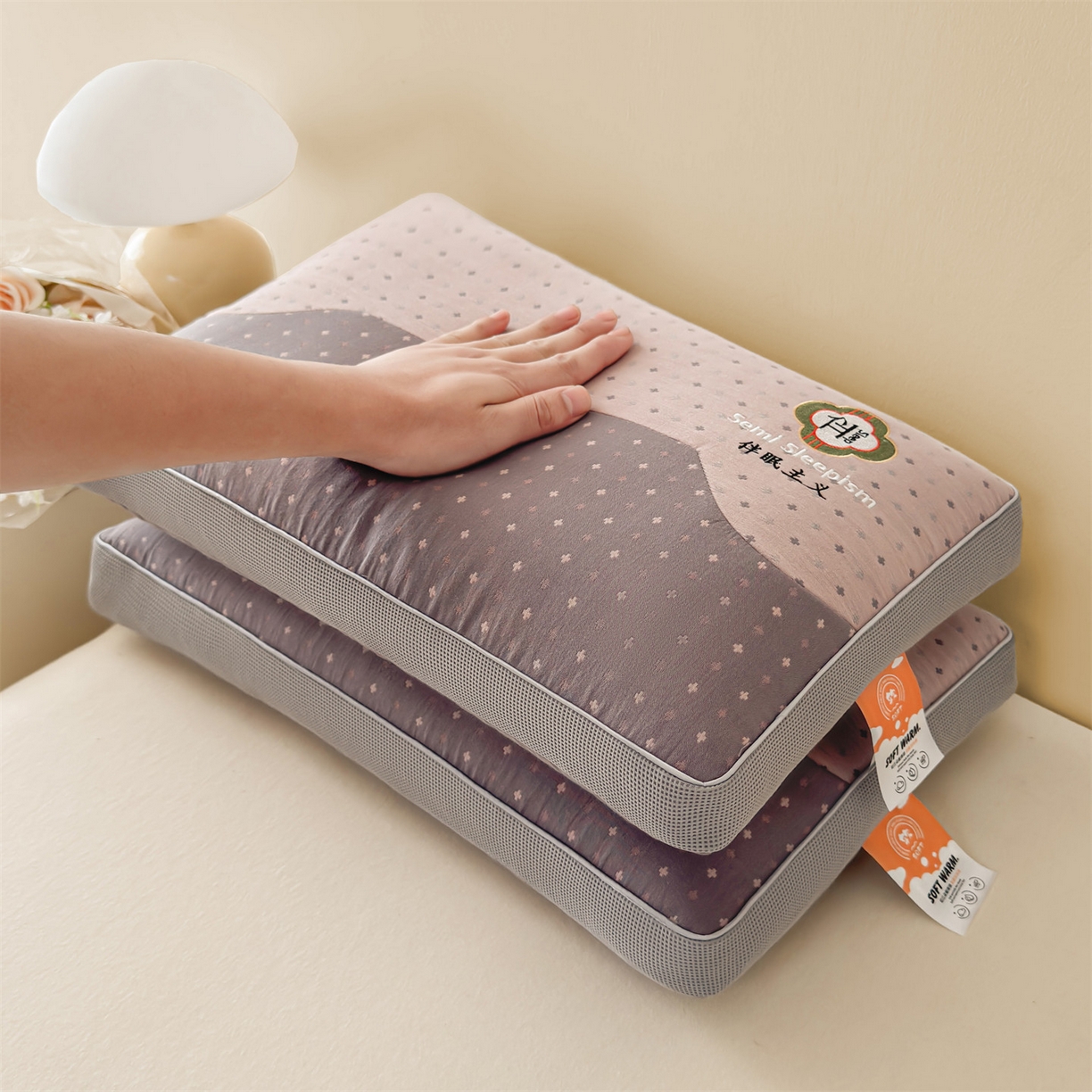 91家纺网 家纺一手货源 找家纺 麦肯锡 2025新款伴眠主义双层纱纯荞麦枕 枕头枕芯 粉色