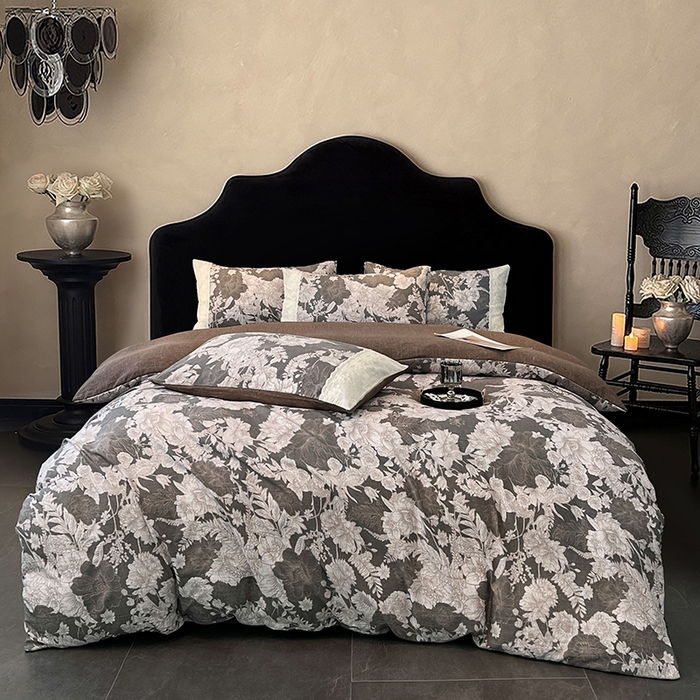 91家纺网 家纺一手货源 找家纺 梦舒羽 2025新款A类原麻四件套蕾丝花边加厚被套1.5m床单床笠宿舍双人床套件 浮绘花影-白