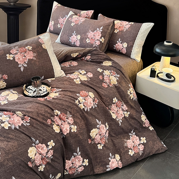 91家纺网 家纺一手货源 找家纺 梦舒羽 2025新款A类原麻四件套蕾丝花边加厚被套1.5m床单床笠宿舍双人床套件 繁花