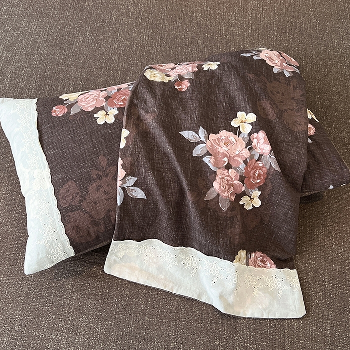 91家纺网 家纺一手货源 找家纺 梦舒羽 2025新款A类原麻四件套蕾丝花边加厚被套1.5m床单床笠宿舍双人床套件 繁花