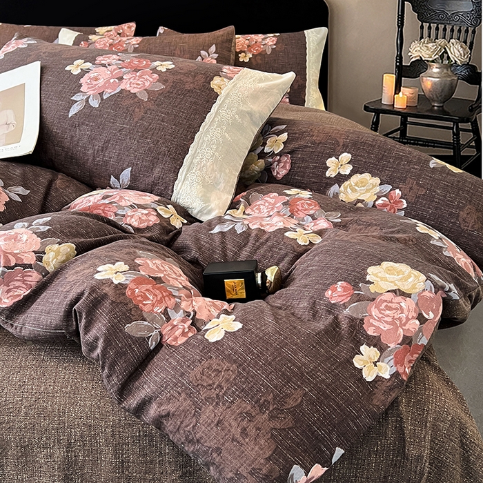 91家纺网 家纺一手货源 找家纺 梦舒羽 2025新款A类原麻四件套蕾丝花边加厚被套1.5m床单床笠宿舍双人床套件 繁花