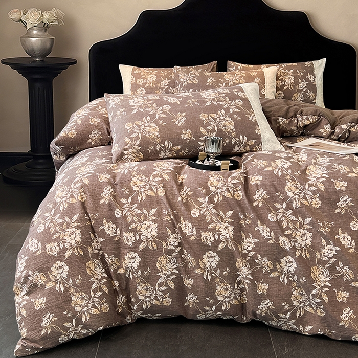 91家纺网 家纺一手货源 找家纺 （总）圣比熊 2025新款原麻蕾丝花边四件套