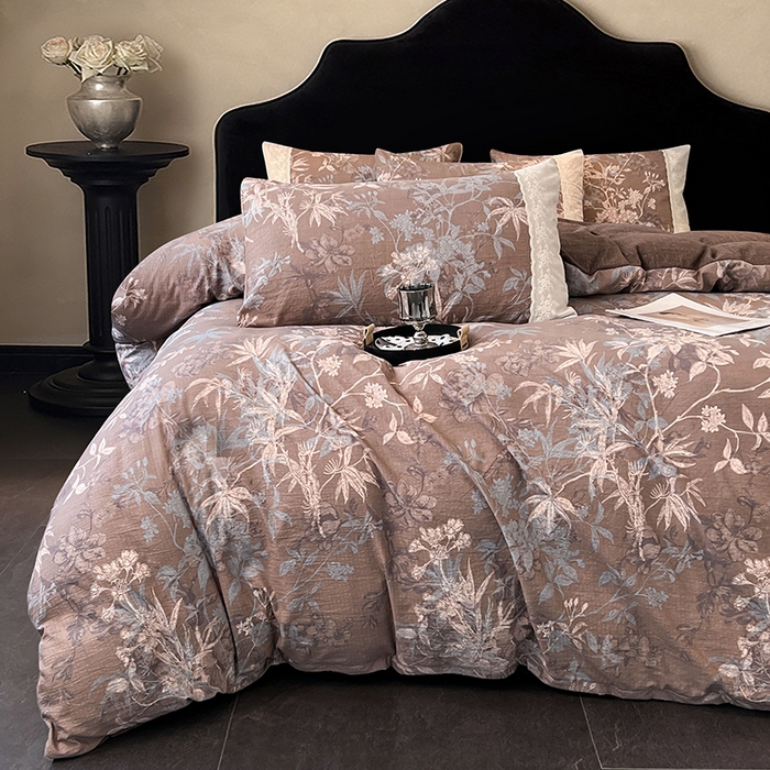 91家纺网 家纺一手货源 找家纺 圣比熊 2025新款原麻蕾丝花边四件套 金枝玉叶