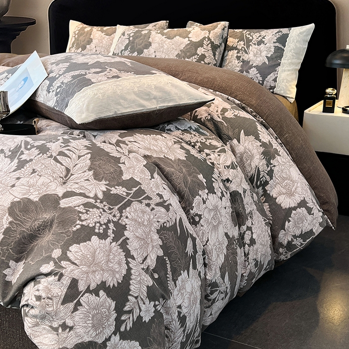 91家纺网 家纺一手货源 找家纺 圣比熊 2025新款原麻蕾丝花边四件套 浮绘花影-白