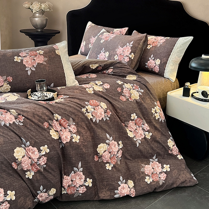 91家纺网 家纺一手货源 找家纺 圣比熊 2025新款原麻蕾丝花边四件套 繁花