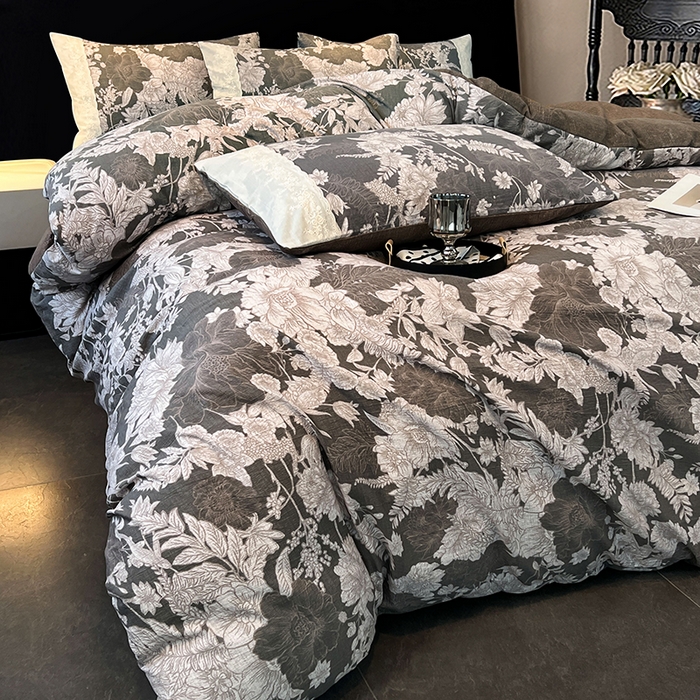 91家纺网 家纺一手货源 找家纺 圣比熊 2025新款原麻蕾丝花边四件套 浮绘花影-白