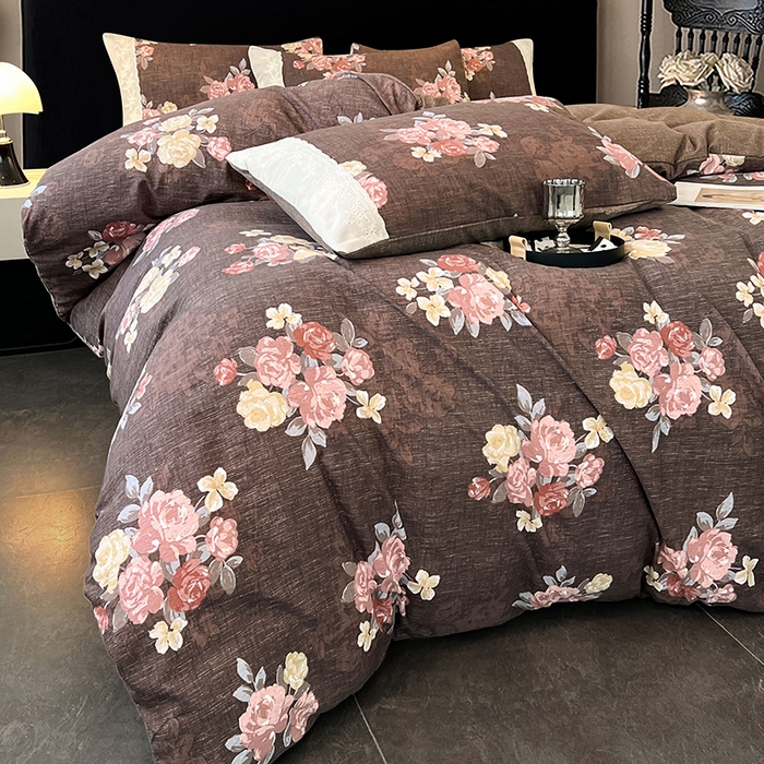 91家纺网 家纺一手货源 找家纺 圣比熊 2025新款原麻蕾丝花边四件套 繁花