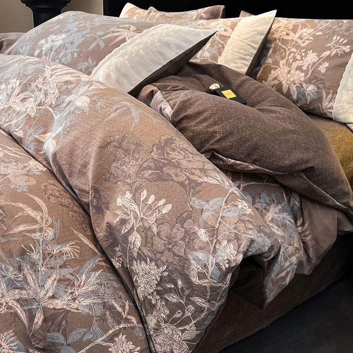 91家纺网 家纺一手货源 找家纺 圣比熊 2025新款原麻蕾丝花边四件套 金枝玉叶