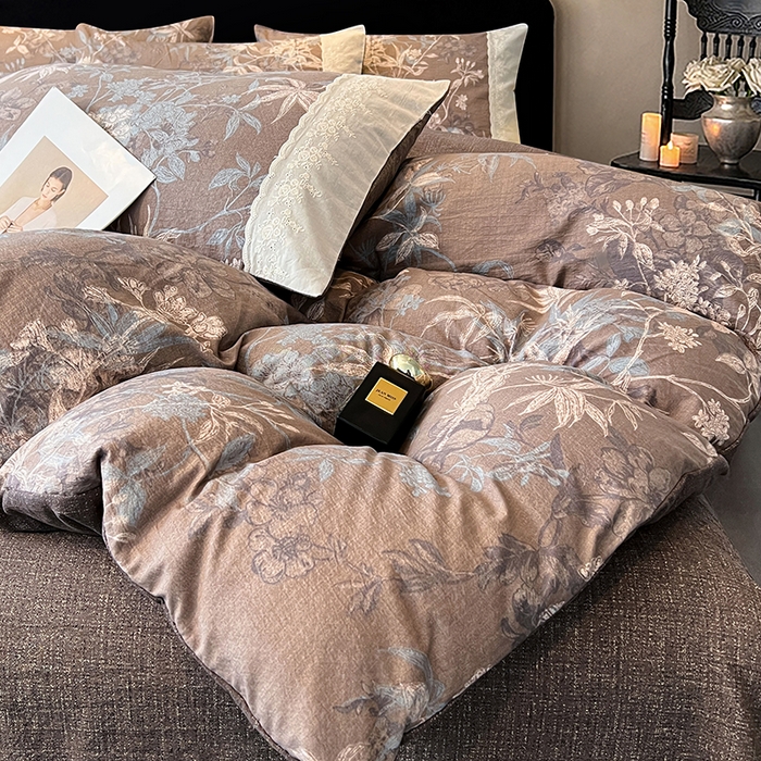 91家纺网 家纺一手货源 找家纺 圣比熊 2025新款原麻蕾丝花边四件套 金枝玉叶