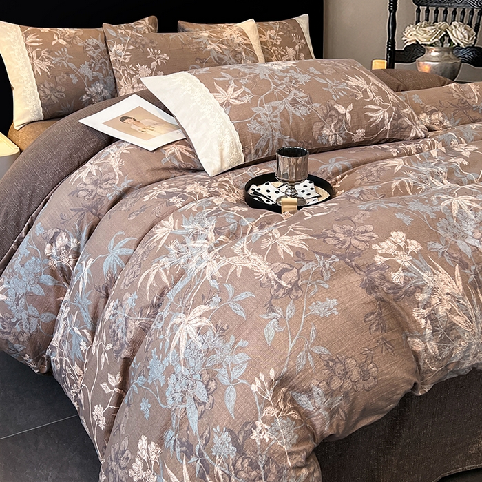 91家纺网 家纺一手货源 找家纺 圣比熊 2025新款原麻蕾丝花边四件套 金枝玉叶