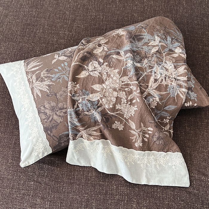 91家纺网 家纺一手货源 找家纺 圣比熊 2025新款原麻蕾丝花边四件套 金枝玉叶