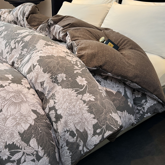 91家纺网 家纺一手货源 找家纺 圣比熊 2025新款原麻亲肤单品被套单件被套 浮绘花影-白