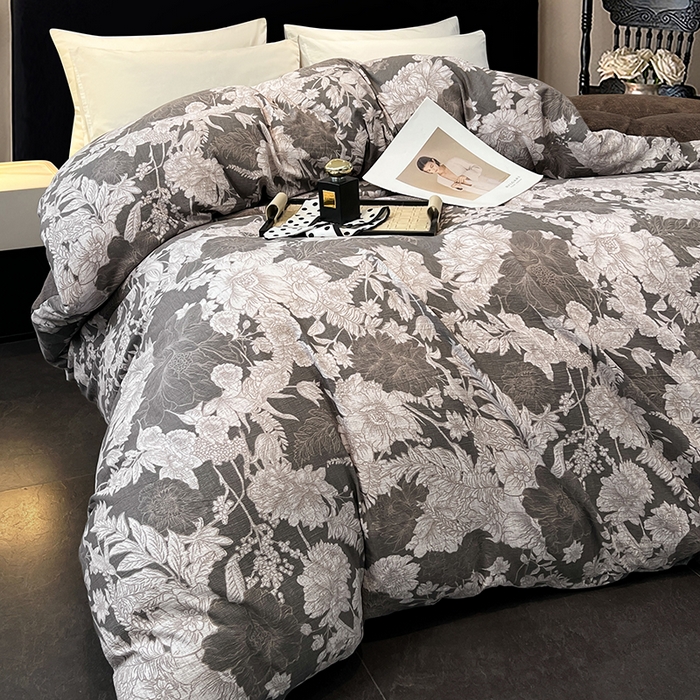 91家纺网 家纺一手货源 找家纺 圣比熊 2025新款原麻亲肤单品被套单件被套 浮绘花影-白