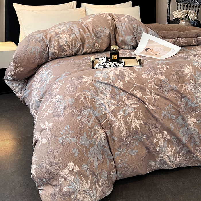 91家纺网 家纺一手货源 找家纺 梦舒羽 2025新款A类原麻单被套加厚花边被套1.5m床单宿舍床笠四件套 金枝玉叶