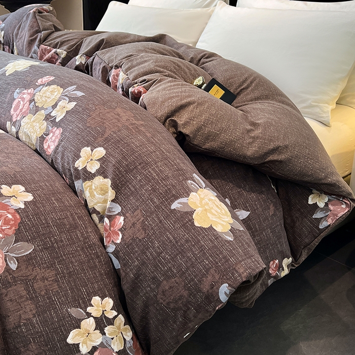 91家纺网 家纺一手货源 找家纺 梦舒羽 2025新款A类原麻单被套加厚花边被套1.5m床单宿舍床笠四件套 繁花