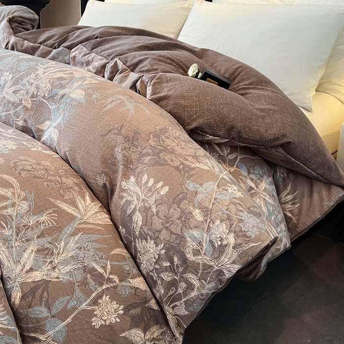 91家纺网 家纺一手货源 找家纺 梦舒羽 2025新款A类原麻单被套加厚花边被套1.5m床单宿舍床笠四件套 金枝玉叶