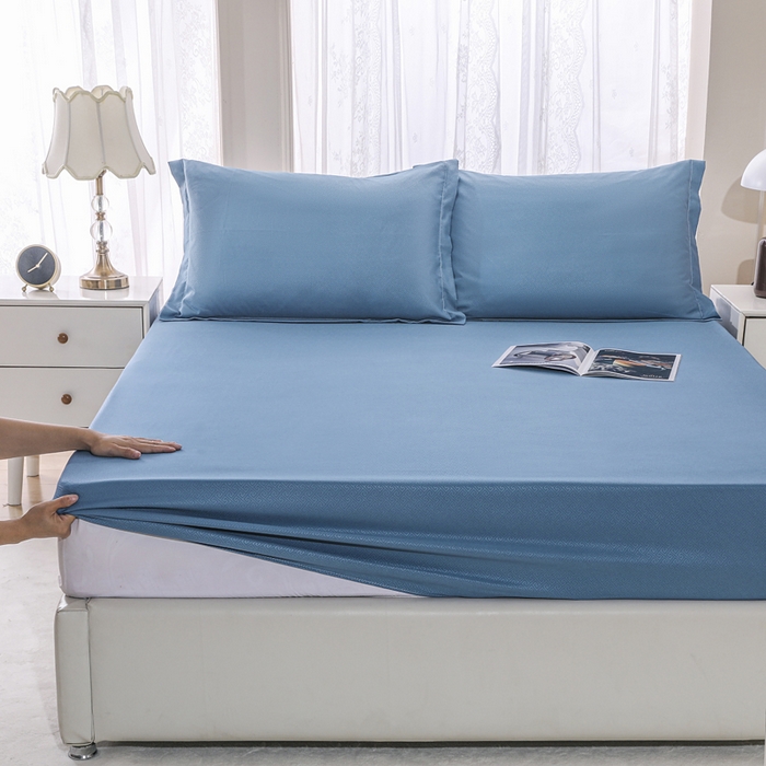 91家纺网 家纺一手货源 找家纺 卡诗兰 2025新款外贸跨境电商亚马逊速卖通单床笠三件套欧美尺寸多多跨境平台TEMU SHEIN 海蓝