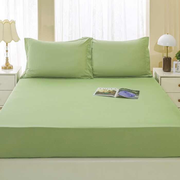 91家纺网 家纺一手货源 找家纺 卡诗兰 2025新款外贸跨境电商亚马逊速卖通单床笠三件套欧美尺寸多多跨境平台TEMU SHEIN 草绿