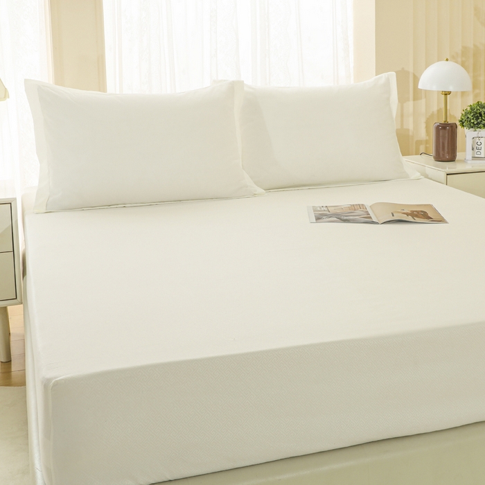 91家纺网 家纺一手货源 找家纺 卡诗兰 2025新款外贸跨境电商亚马逊速卖通单床笠三件套欧美尺寸多多跨境平台TEMU SHEIN 米白