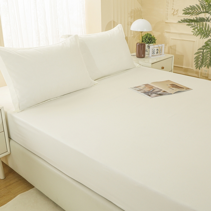 91家纺网 家纺一手货源 找家纺 卡诗兰 2025新款外贸跨境电商亚马逊速卖通单床笠三件套欧美尺寸多多跨境平台TEMU SHEIN 米白