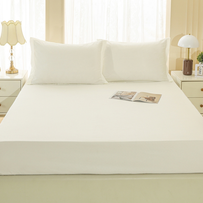 91家纺网 家纺一手货源 找家纺 卡诗兰 2025新款外贸跨境电商亚马逊速卖通单床笠三件套欧美尺寸多多跨境平台TEMU SHEIN 米白