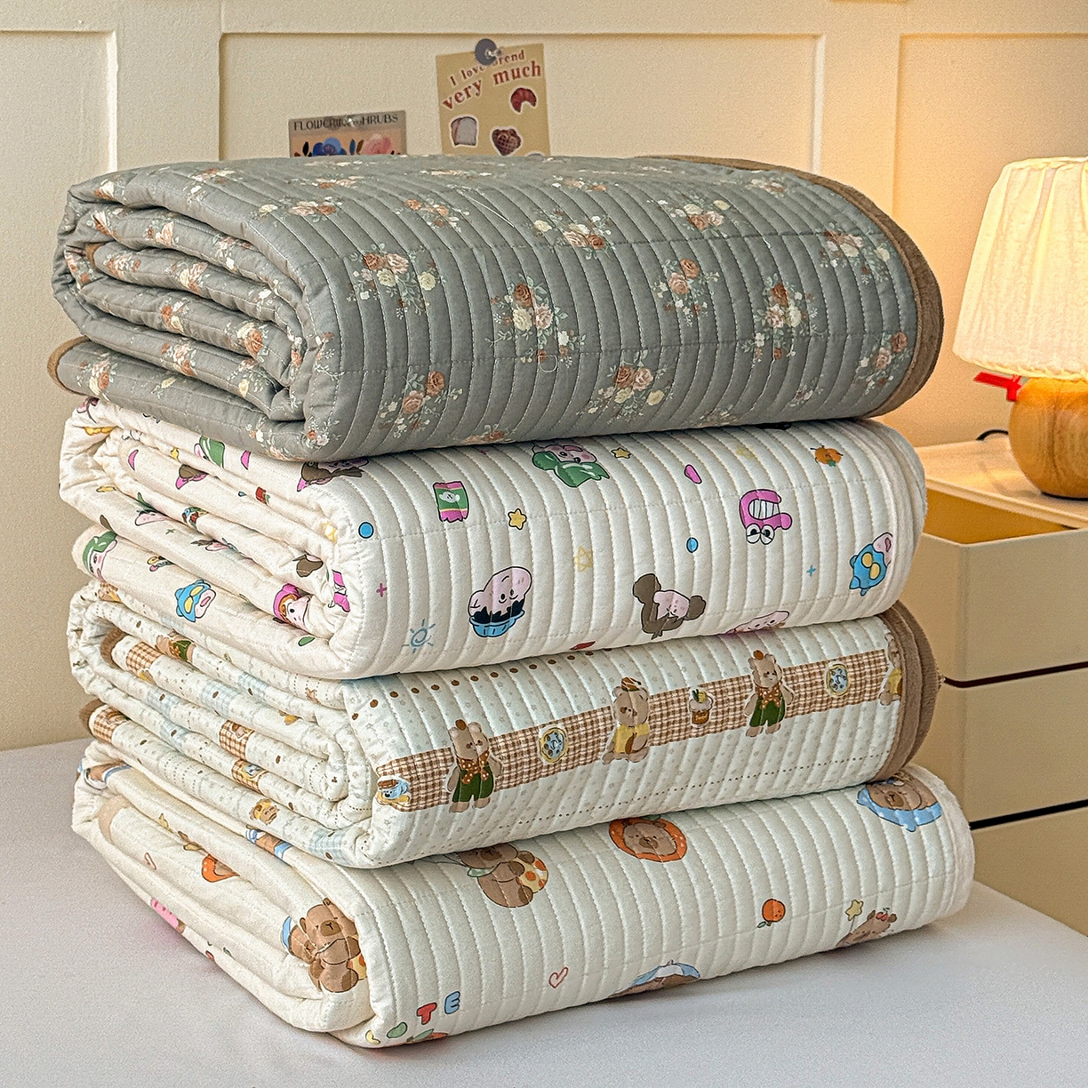 91家纺网 家纺一手货源 找家纺 （总）橙子家居 2025新款双面全棉纯棉13372印花棉花床盖三件套-第二批