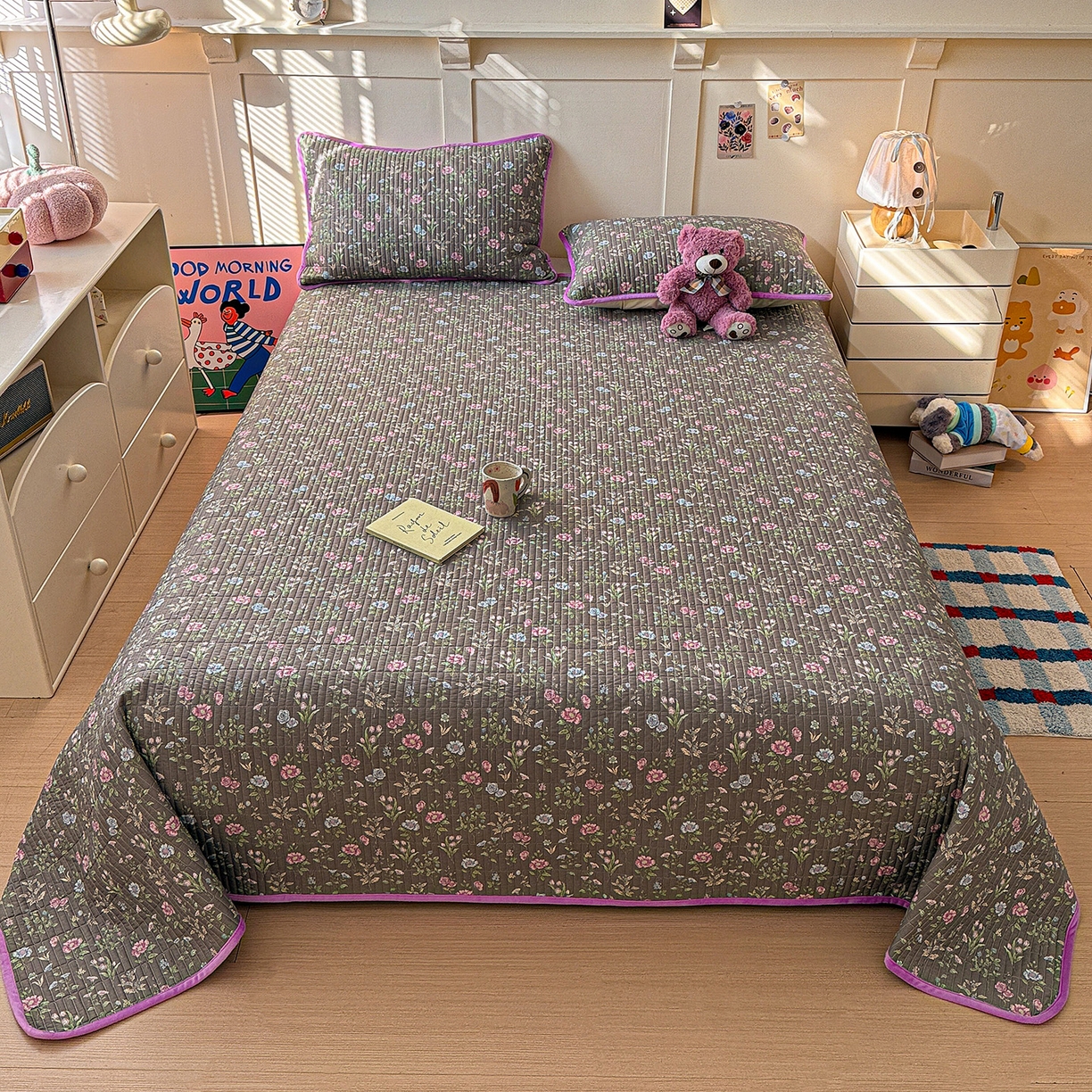 91家纺网 家纺一手货源 找家纺 （总）橙子家居 2025新款棉加绒床盖床盖单件床盖单品床盖三件套夹层水洗棉花跑量款现货