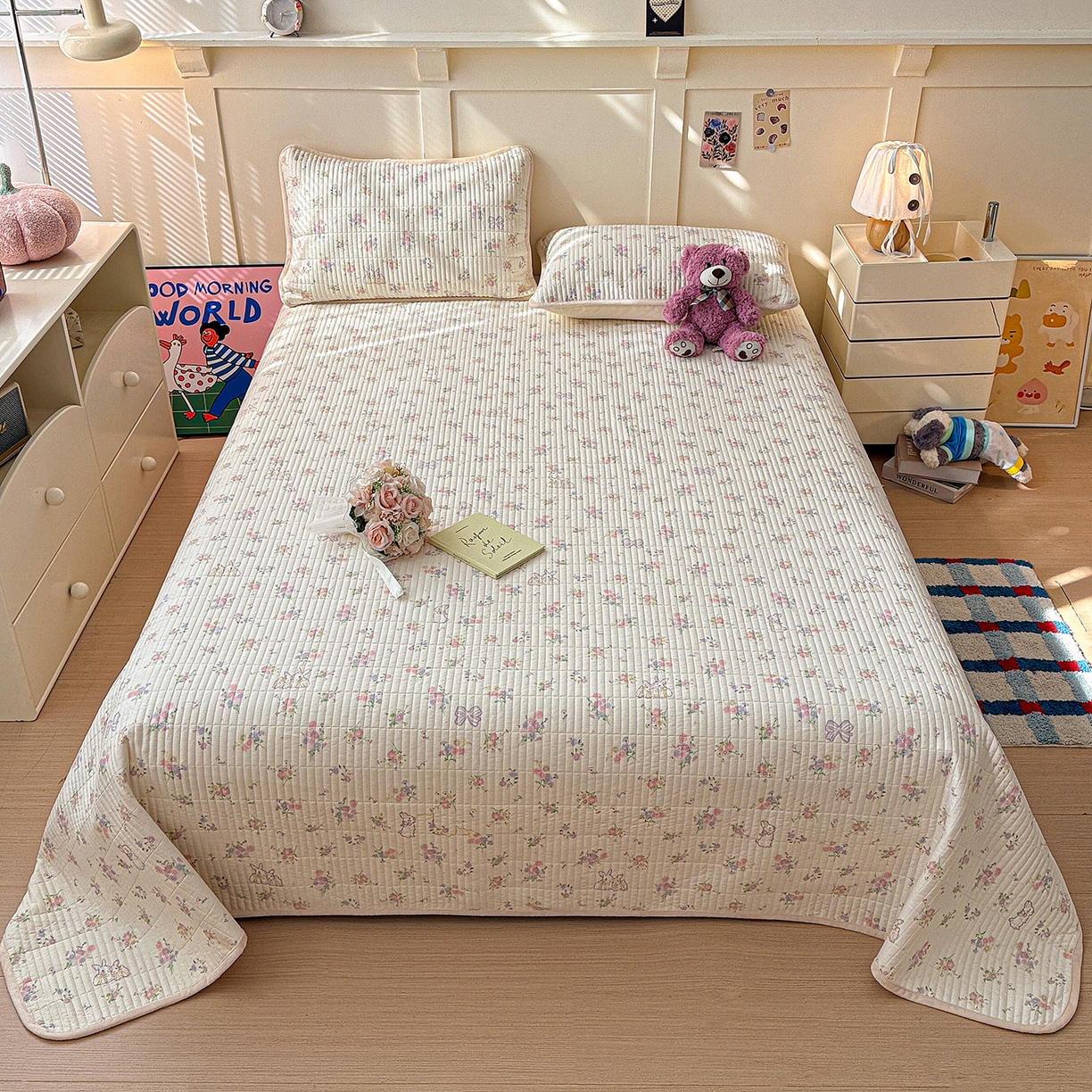 91家纺网 家纺一手货源 找家纺 （总）橙子家居 2025新款棉加绒床盖床盖单件床盖单品床盖三件套夹层水洗棉花跑量款现货