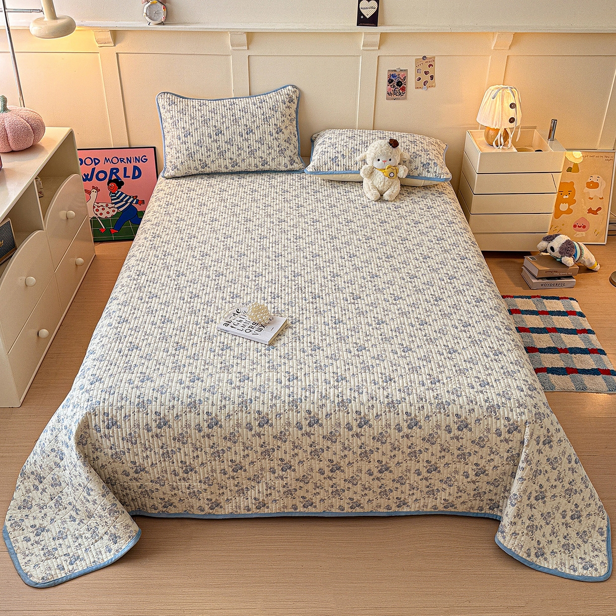 91家纺网 家纺一手货源 找家纺 （总）橙子家居 2025新款棉加绒床盖床盖单件床盖单品床盖三件套夹层水洗棉花跑量款现货