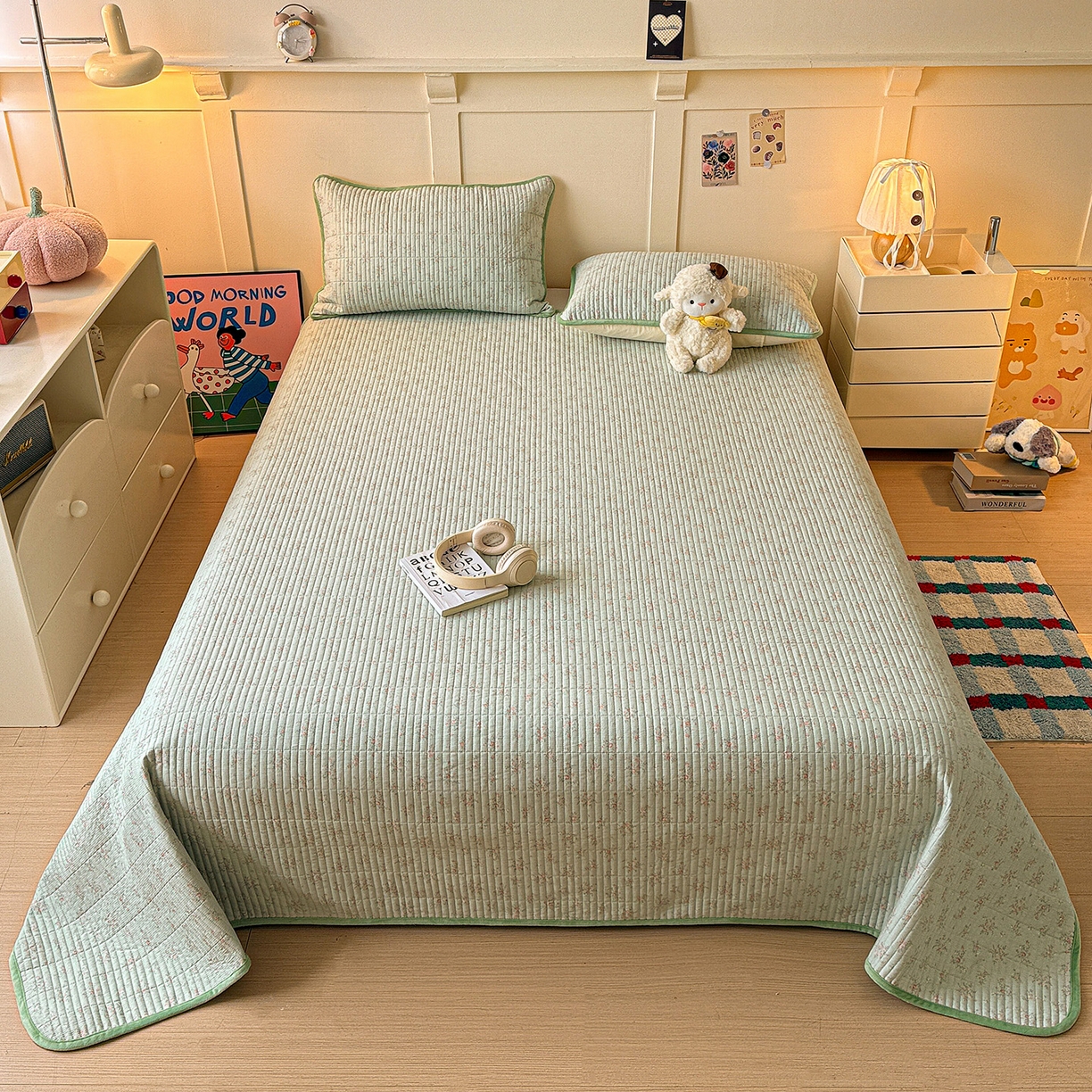 91家纺网 家纺一手货源 找家纺 （总）橙子家居 2025新款棉加绒床盖床盖单件床盖单品床盖三件套夹层水洗棉花跑量款现货